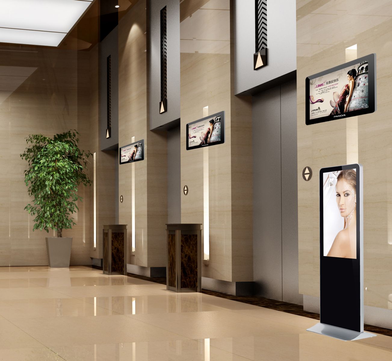 电影院楼梯壁挂广告机展示图 电影院楼梯壁挂广告机展示图