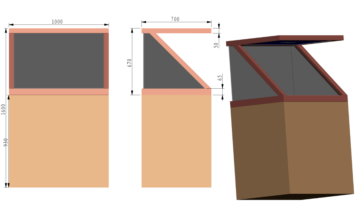 40寸180°3D全息展示柜尺寸图参考 40寸180°3D全息展示柜尺寸图参考