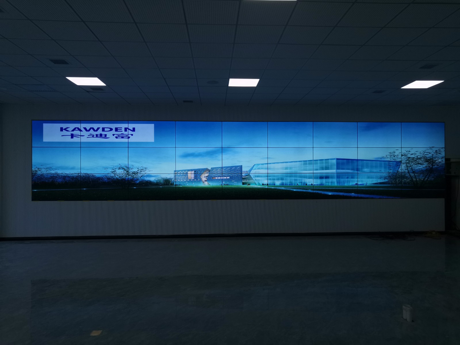 陕西省商洛市中铁12局展厅55寸3.5MM 3行9列落地支架安装188bet金宝搏亚洲下载最佳选择案例图片2