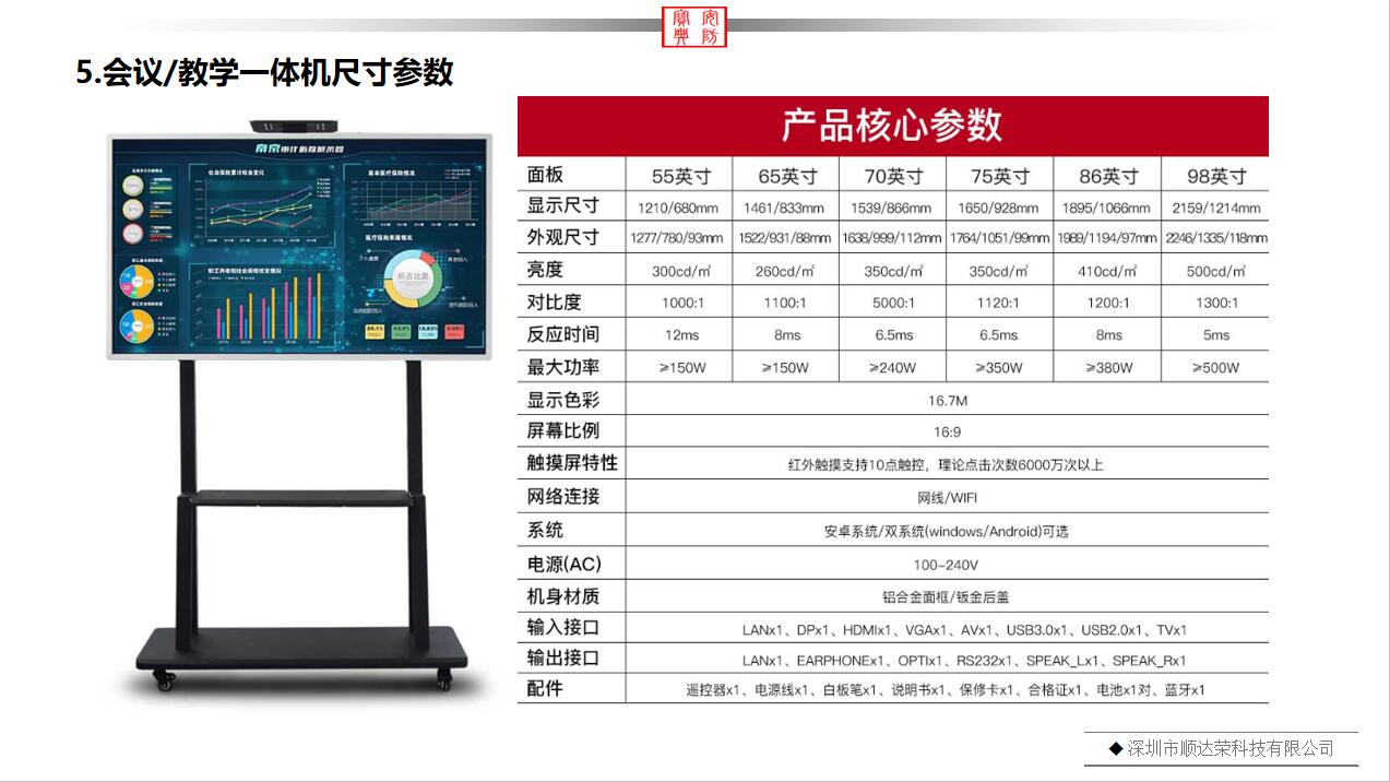 多媒体会议/教学一体机尺寸参数